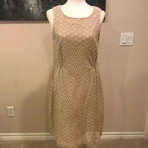 Garnet Hill Beige Eyelet Sheath Dress-Size 10